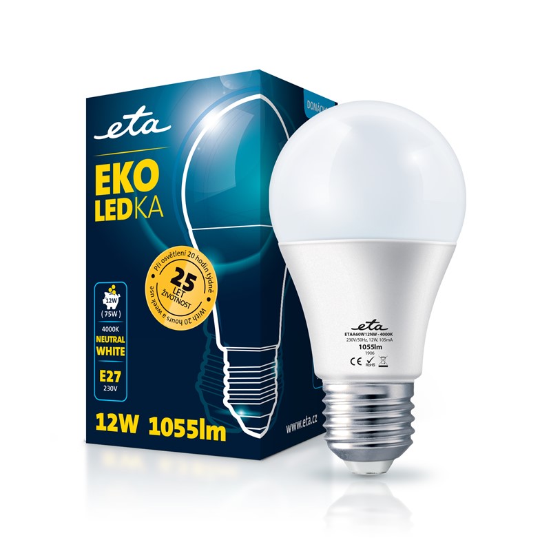 LED žiarovka ETA EKO LEDka klasik 12W, E27, neutrálna biela