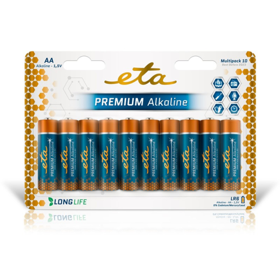 Batéria alkalická ETA PREMIUM ALKALINE AA, LR06, blister 10ks - obrázek č. 1