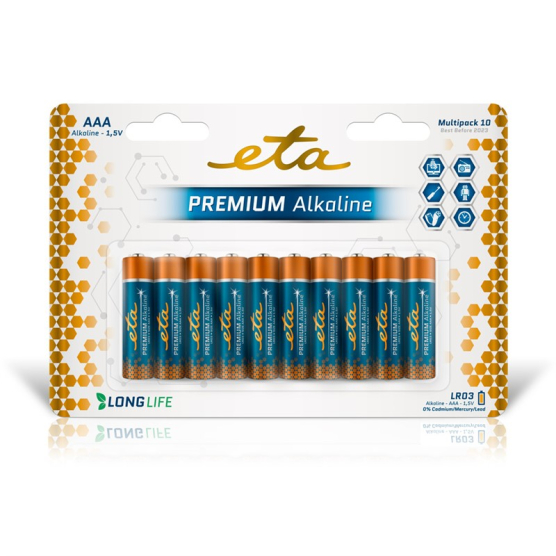 Batéria alkalická ETA PREMIUM ALKALINE AAA, LR03, blister 10ks - obrázek č. 1