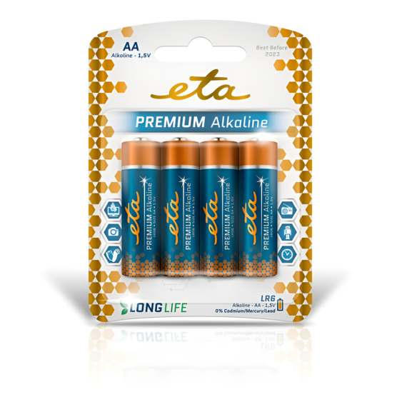 Batéria alkalická ETA PREMIUM ALKALINE AA, LR06, blister 4ks - obrázek č. 1