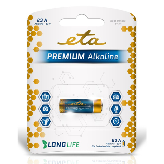 Batéria alkalická ETA PREMIUM ALKALINE 23A, blister 1ks - obrázek č. 1