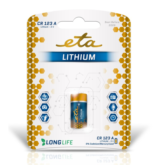 Batéria lítiová ETA PREMIUM CR123, blister 1ks - obrázek č. 1