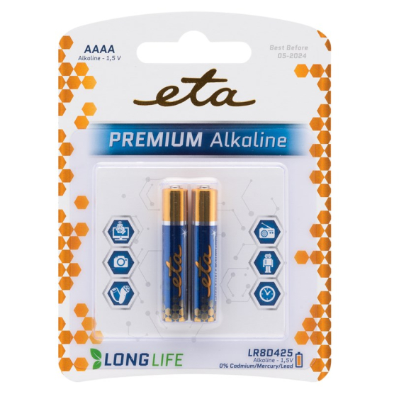 Batéria alkalická ETA PREMIUM AAAA, blister 2ks - obrázek č. 1