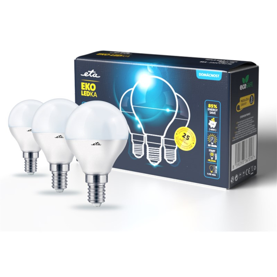 LED žiarovka ETA EKO LEDka mini globe 7W, E14, teplá biela, 3ks - obrázek č. 1