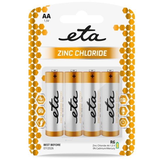 Batéria zinkochloridová ETA AA, R6, blister 4ks - obrázek č. 1