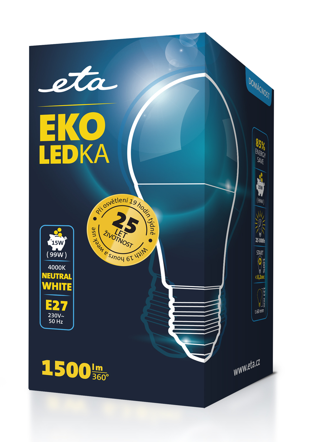 LED žiarovka ETA EKO LEDka klasik 15W, E27, neutrální bílá