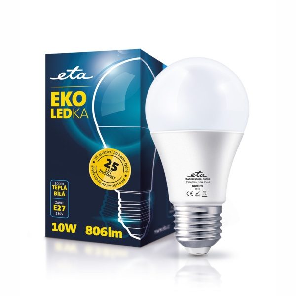 Žiarovka LED ETA EKO LEDka klasik, 10W, E27, teplá biela