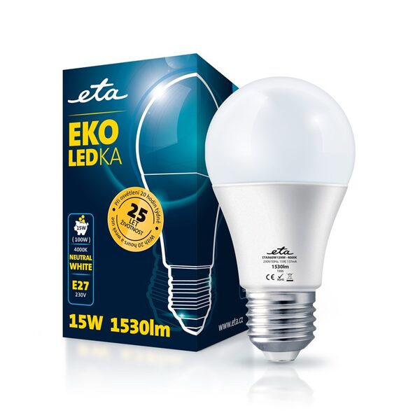 LED žiarovka ETA EKO LEDka klasik 15W, E27, neutrálna biela (A65W15NW)