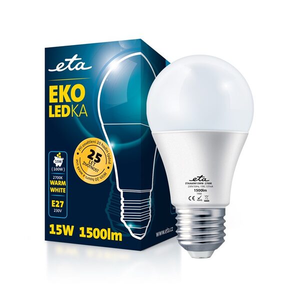 LED žiarovka ETA EKO LEDka klasik 15W, E27, teplá biela (A65W15WW