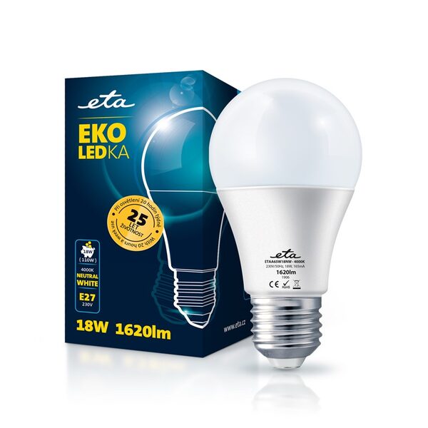 LED žiarovka ETA EKO LEDka klasik 18W, E27, neutrálná biela (A65W18NW)
