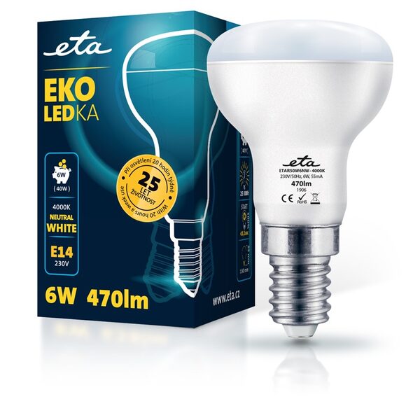 LED žiarovka ETA EKO LEDka reflektor 6W, E14, neutrálna biela (R50W6NW)
