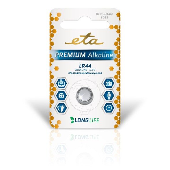 Batéria alkalická ETA PREMIUM ALKALINE LR44, blister 1 ks