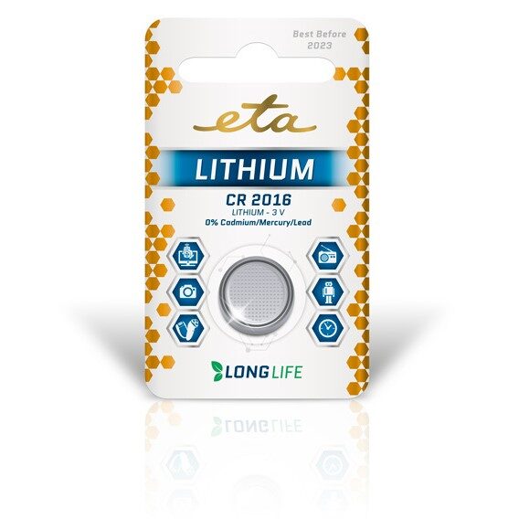 Batéria lítiová ETA PREMIUM CR2016, blister 1 ks