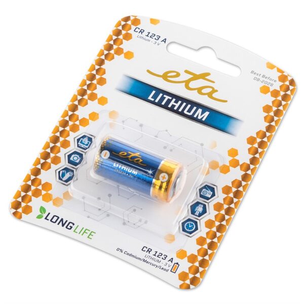 Batéria lítiová ETA PREMIUM CR123, blister 1ks