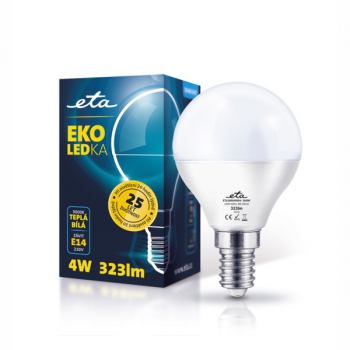 LED žiarovka ETA EKO LEDka mini globe, 4W, E14, teplá biela