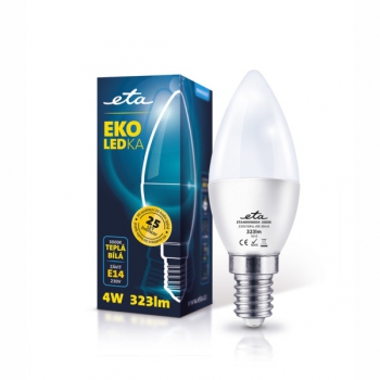 LED žiarovka ETA EKO LEDka sviečka, 4W, E14, teplá biela