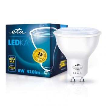 LED žiarovka ETA EKO LEDka bodová, 6W, GU10, teplá biela