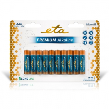 Batéria alkalická ETA PREMIUM ALKALINE AAA, LR03, blister 10ks