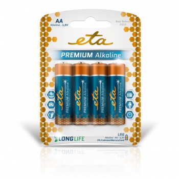 Batéria alkalická ETA PREMIUM ALKALINE AA, LR06, blister 4ks