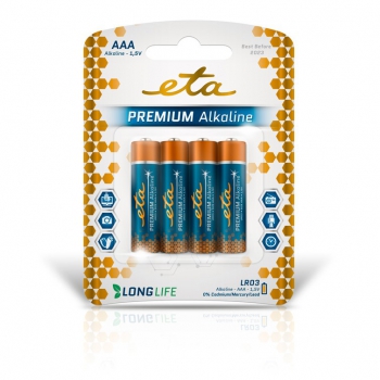 Batéria alkalická ETA PREMIUM ALKALINE AAA, LR03, blister 4ks