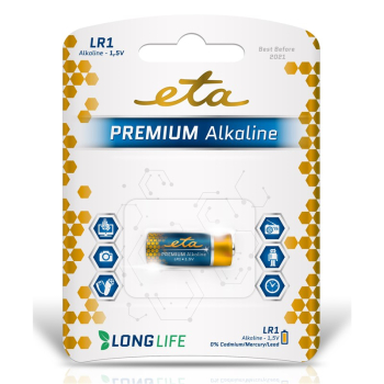 Batéria alkalická ETA PREMIUM ALKALINE LR1, blister 1ks