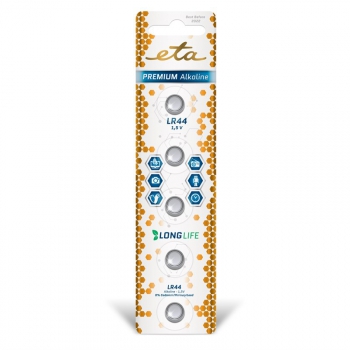 Batéria alkalická ETA PREMIUM ALKALINE LR44, blister 5ks