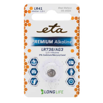 Batéria alkalická ETA PREMIUM ALKALINE LR41, blister 1ks