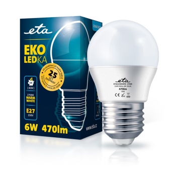 LED žiarovka ETA EKO LEDka mini globe 6W, E27, teplá biela