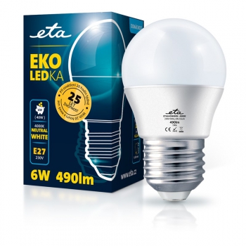 LED žiarovka ETA EKO LEDka mini globe 6W, E27, neutrálna biela