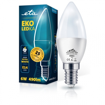 LED žiarovka ETA EKO LEDka sviečka 6W, E14, neutrálna biela