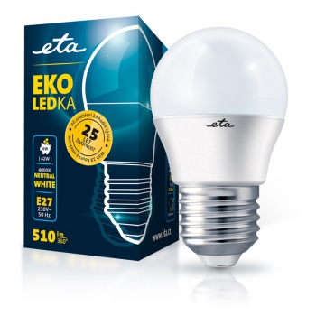 LED žiarovka ETA EKO LEDka mini globe 6W, E27, neutrální bílá
