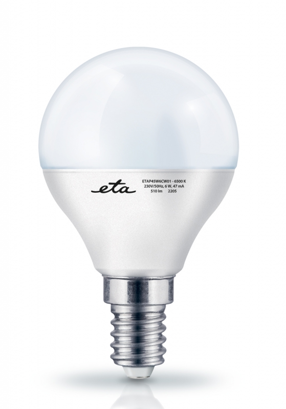 LED žiarovka ETA EKO LEDka mini globe 6W, E14, studená bílá