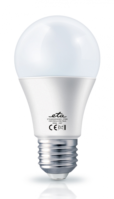 LED žiarovka ETA EKO LEDka klasik 8,5W, E27, teplá bílá
