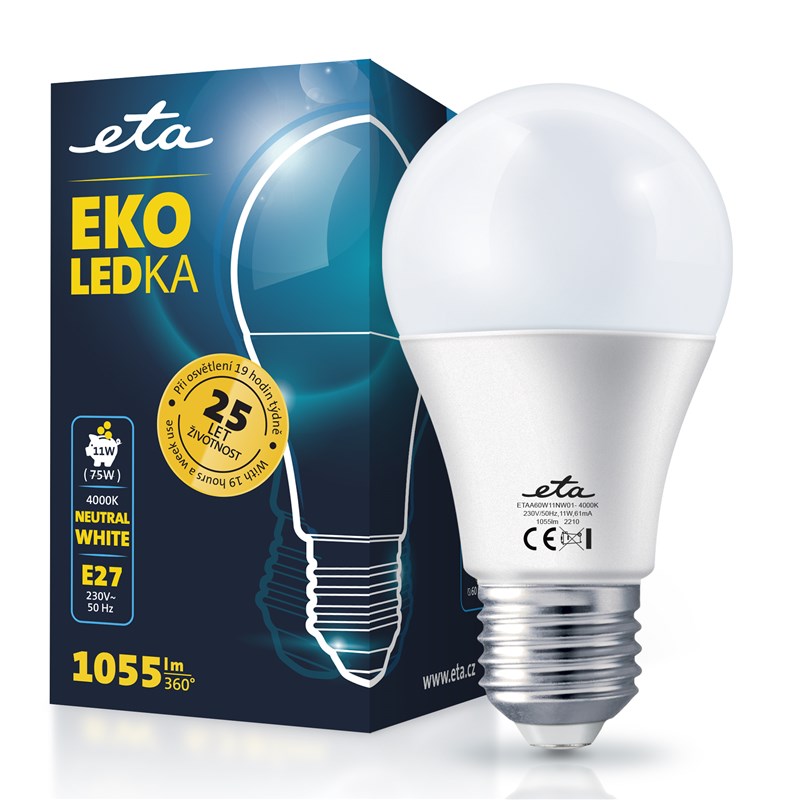 LED žiarovka ETA EKO LEDka klasik 11W, E27, neutrální bílá