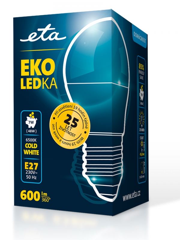 LED žiarovka ETA EKO LEDka mini globe 7W, E27, studená bílá