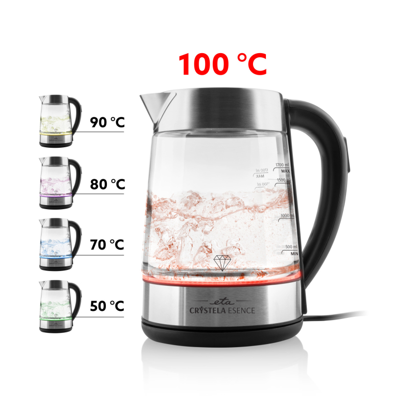 Rýchlovarná kanvica ETA Crystela Esence 815390000 čierna/sklo