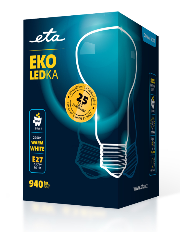 LED žiarovka ETA EKO LEDka reflektor 10W, E27, teplá bílá