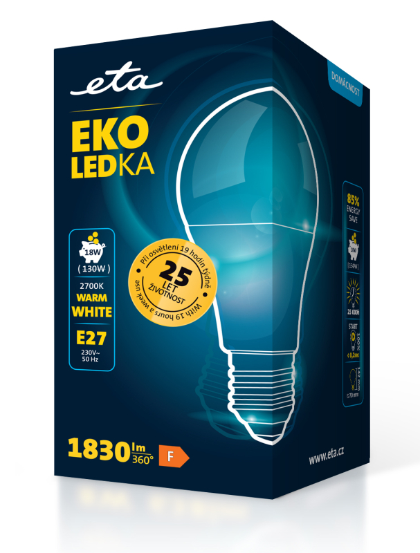 LED žiarovka ETA EKO LEDka klasik 18W, E27, teplá bílá