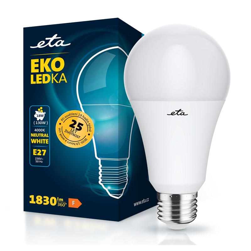 LED žiarovka ETA EKO LEDka klasik 18W, E27, neutrální bílá