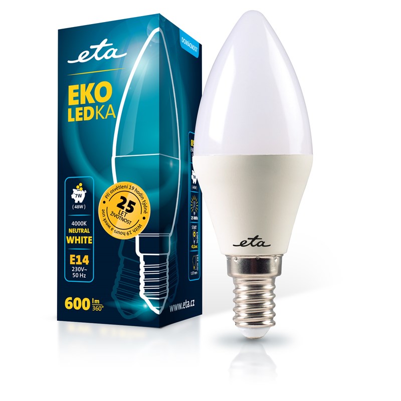 LED žiarovka ETA EKO LEDka svíčka 7W, E14, neutrální bílá