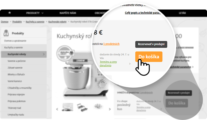 Vyberiete produkt a vložíte do košíka